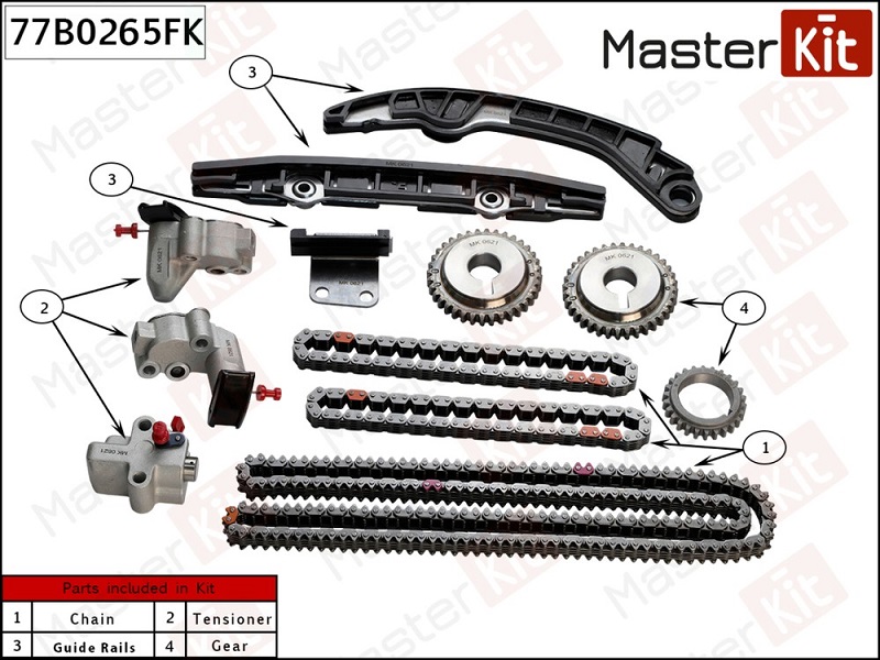 Комплект цепи ГРМ Nissan Murano Masterkit 77B0265FK