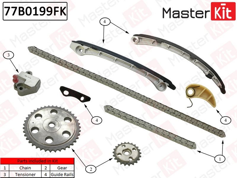 Комплект цепи ГРМ MAZDA CX-7 Masterkit 77B0199FK