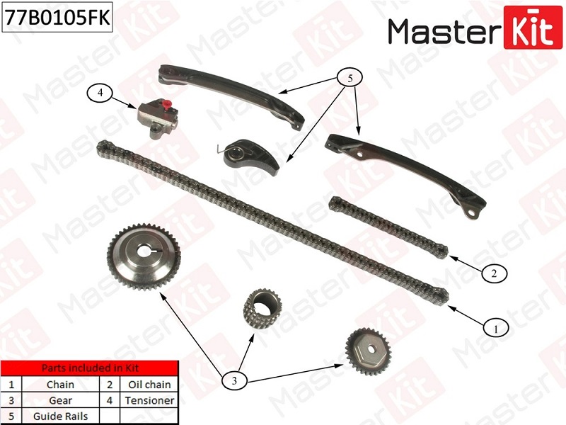 Комплект цепи ГРМ Nissan Micro Masterkit 77B0105FK