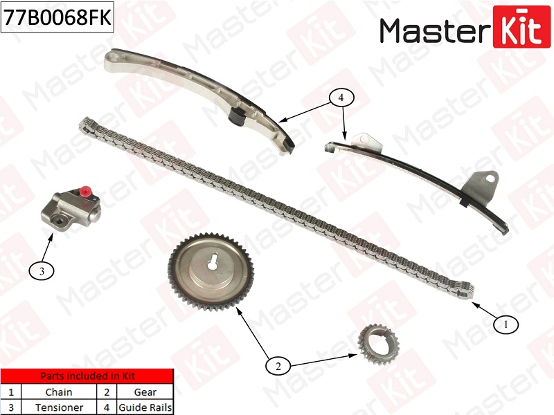 Комплект цепи ГРМ MAZDA 3 Masterkit 77B0068FK