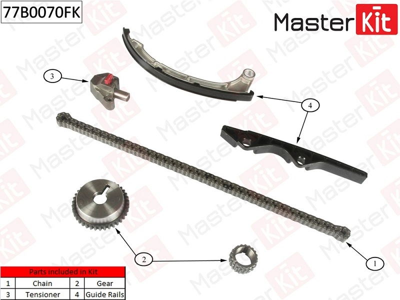 Комплект цепи ГРМ NISSAN Micra Masterkit 77B0070FK