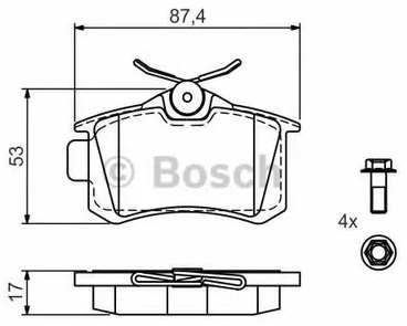 Колодки тормозные, дисковые CITROEN C3 Bosch 0 986 494 516