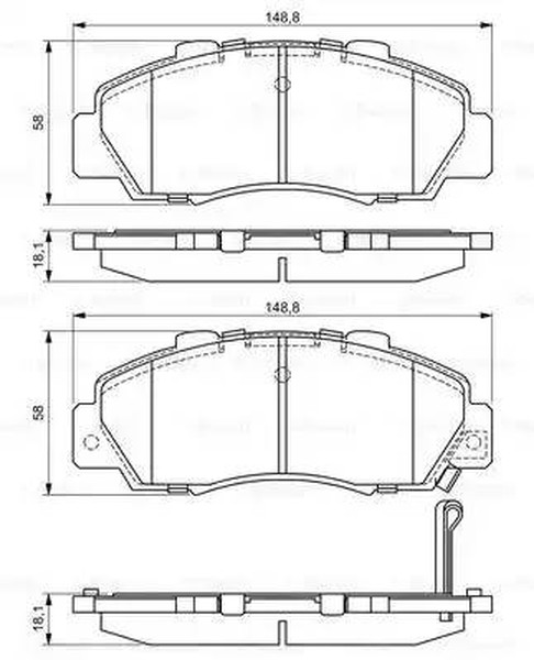 Колодки тормозные, дисковые HONDA CIVIC Bosch 0 986 461 142