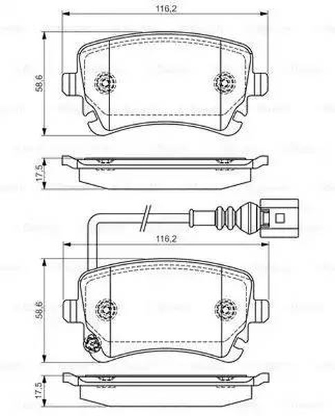 Колодки тормозные, дисковые VW T5 Bosch 0 986 495 094