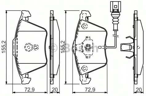 Колодки тормозные, дисковые AUDI A3 Bosch 0 986 494 550