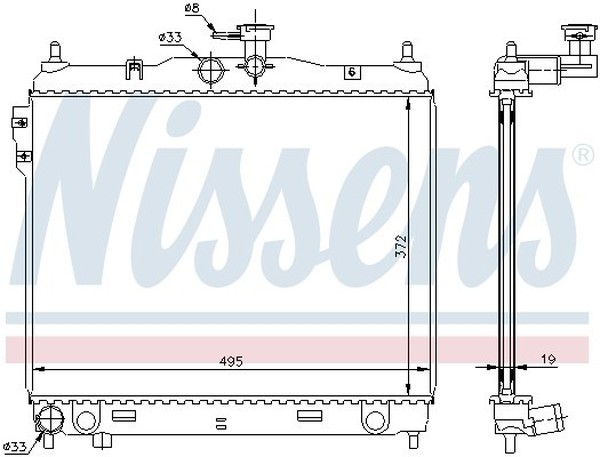 Радиатор охлаждения HYUNDAI Getz Nissens 67495