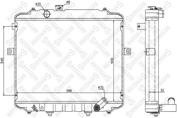 Радиатор охлаждения HYUNDAI H100 Stellox 10-26607-SX