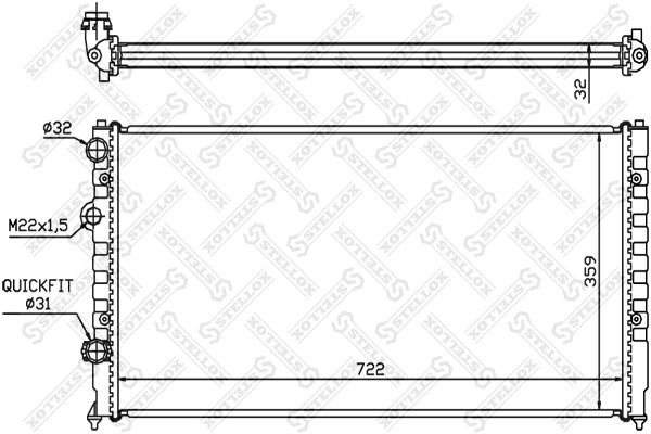 Радиатор охлаждения VOLKSWAGEN Passat Stellox 10-25073-SX