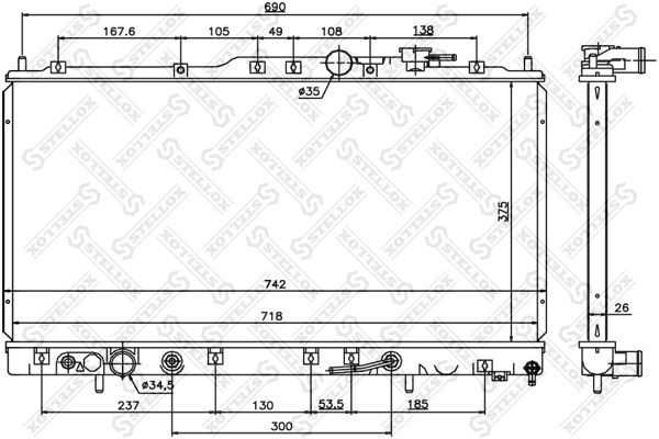 Радиатор охлаждения MITSUBISHI Galant Stellox 10-26764-SX