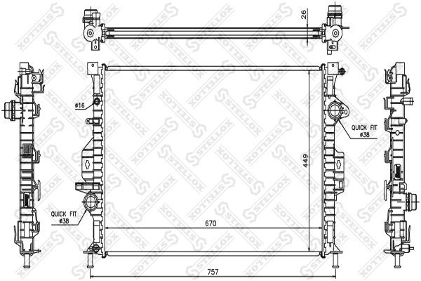 Радиатор охлаждения Ford Mondeo Stellox 10-26464-SX