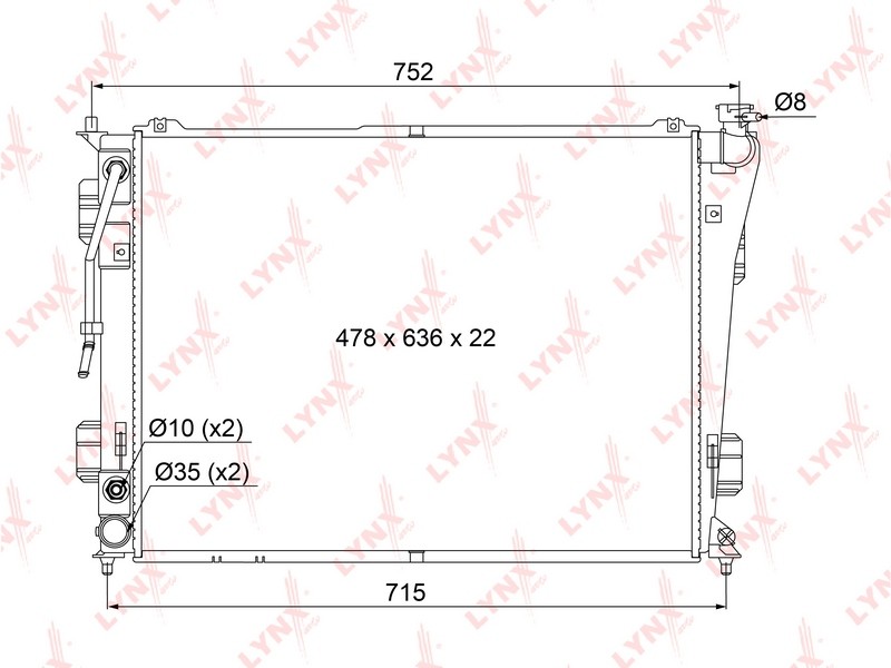 Радиатор охлаждения HYUNDAI SONATA LYNXauto RB-1070