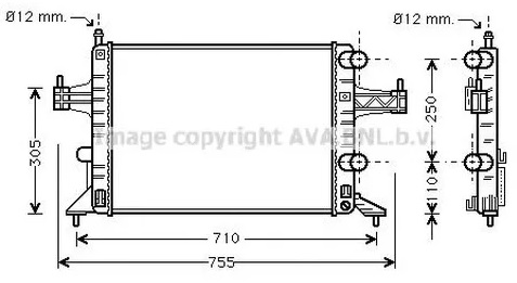 Радиатор охлаждения OPEL Corsa AVA OLA2303