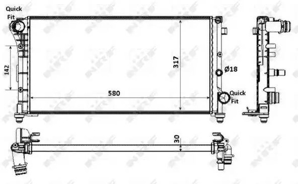 Радиатор охлаждения FIAT Panda Nrf 58237