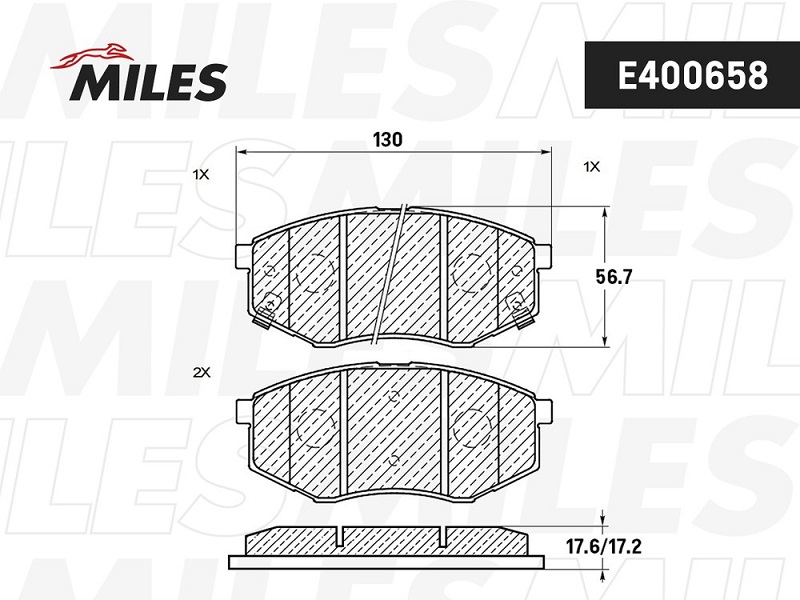 Колодки тормозные, дисковые KIA SOUL Miles E400658