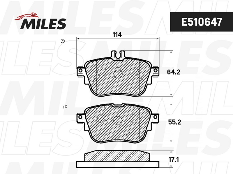 Колодки тормозные, дисковые MERCEDES-BENZ E-Class Miles E510647