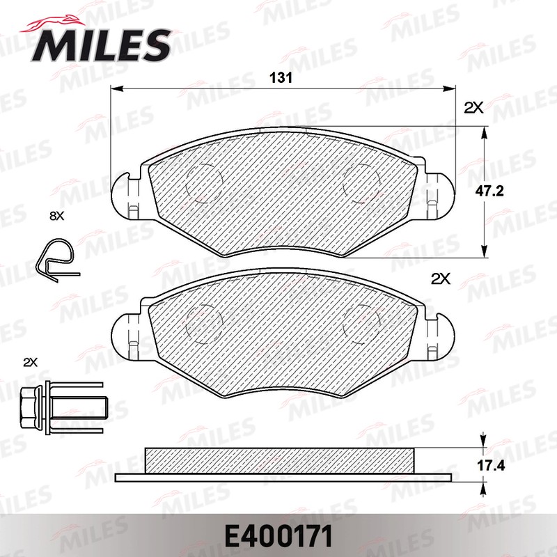 Колодки тормозные, дисковые PEUGEOT 206 Miles E400171