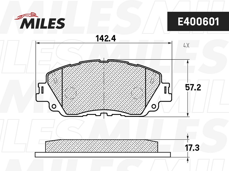 Колодки тормозные, дисковые TOYOTA CAMRY Miles E400601