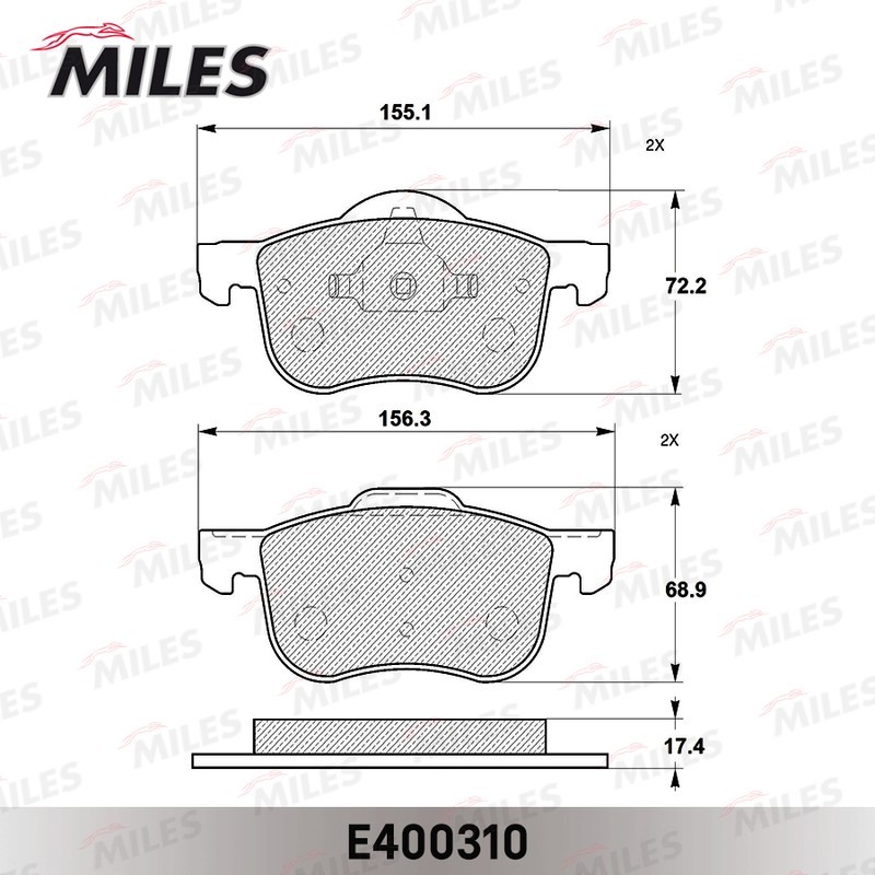 Колодки тормозные, дисковые VOLVO S60 Miles E400310