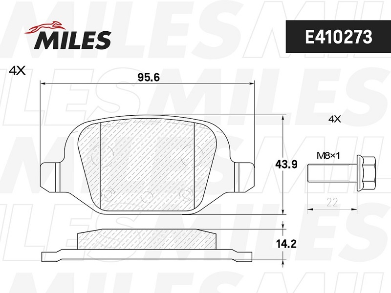 Колодки тормозные, дисковые Fiat 500 Miles E410273