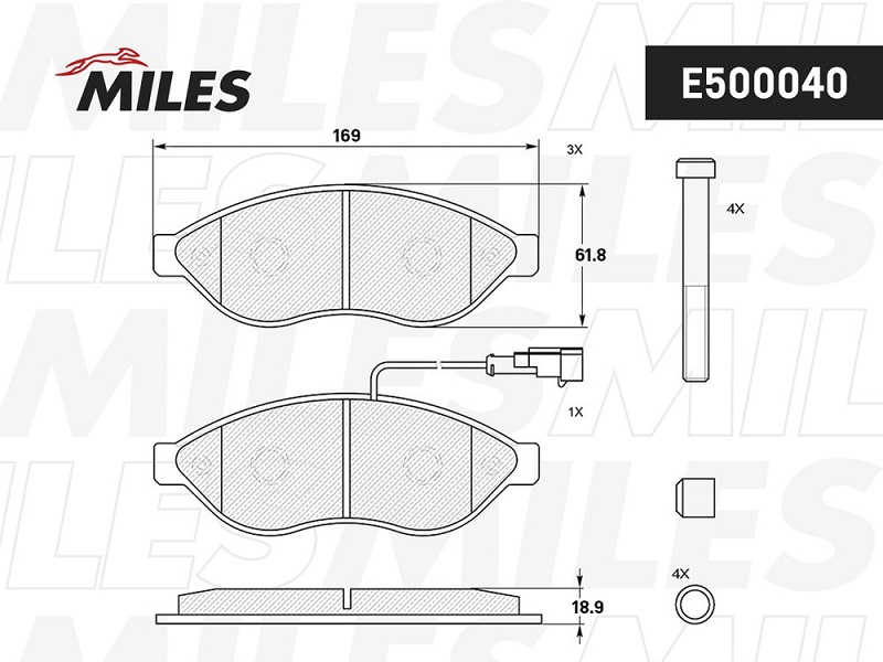 Колодки тормозные, дисковые CITROEN JUMPER Miles E500040