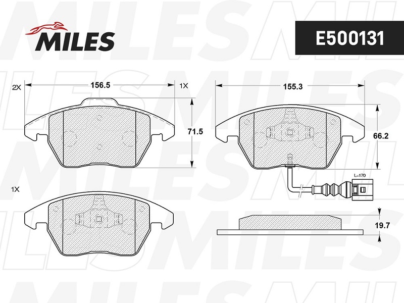 Колодки тормозные, дисковые AUDI A3 Miles E500131