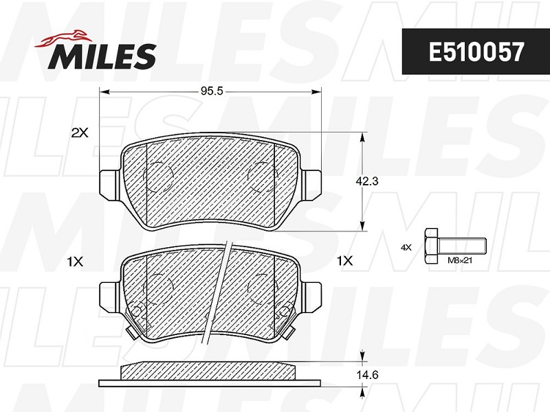 Колодки тормозные, дисковые OPEL ASTRA Miles E510057