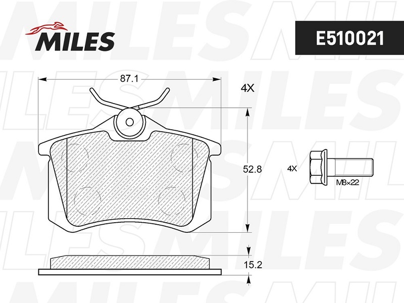 Колодки тормозные, дисковые AUDI A4 Miles E510021