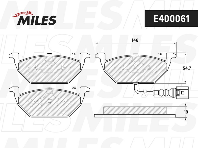 Колодки тормозные, дисковые AUDI A3 Miles E400061