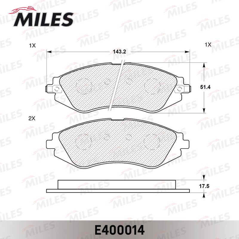 Колодки тормозные, дисковые CHEVROLET LANOS Miles E400014