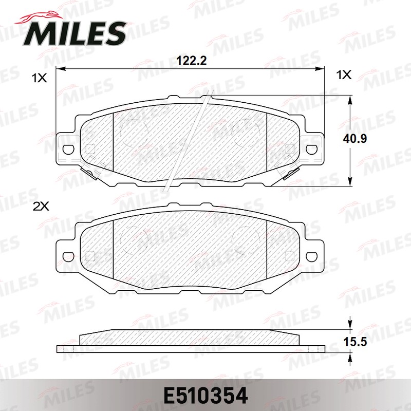 Колодки тормозные, дисковые LEXUS GS Miles E510354