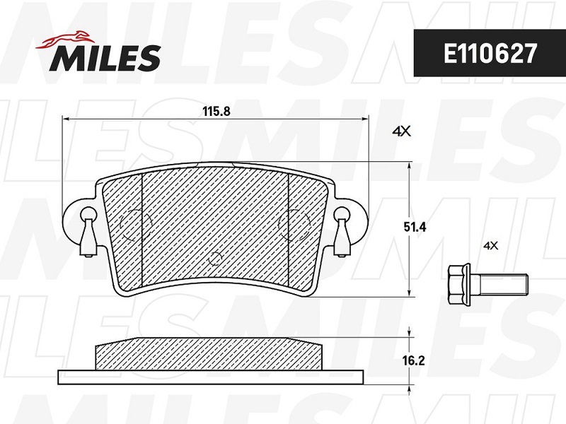 Колодки тормозные, дисковые NISSAN INTERSTAR Miles E110627