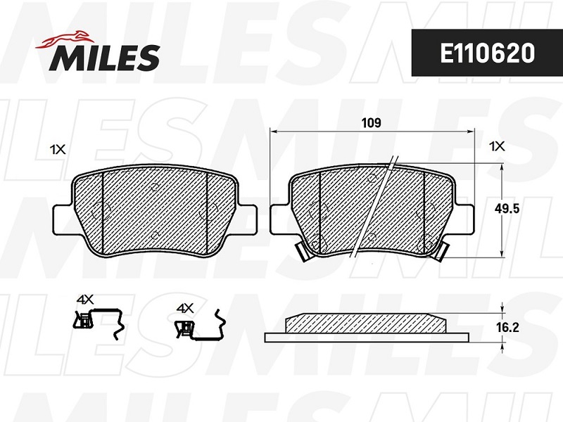 Колодки тормозные, дисковые TOYOTA AVENSIS Miles E110620