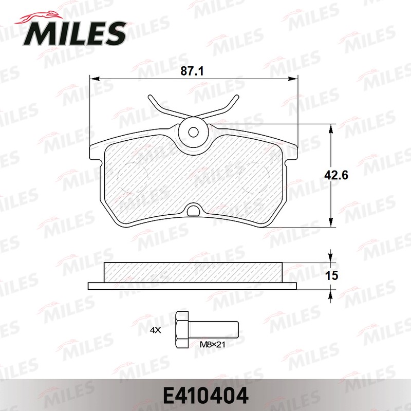 Колодки тормозные, дисковые FORD FOCUS Miles E410404