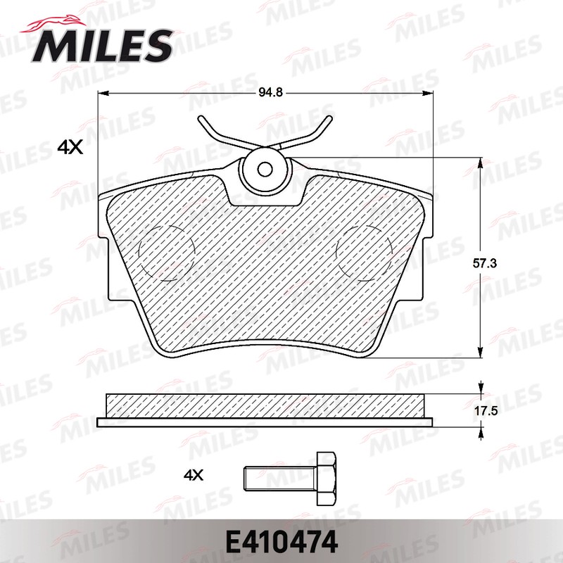 Колодки тормозные, дисковые NISSAN PRIMASTAR Miles E410474