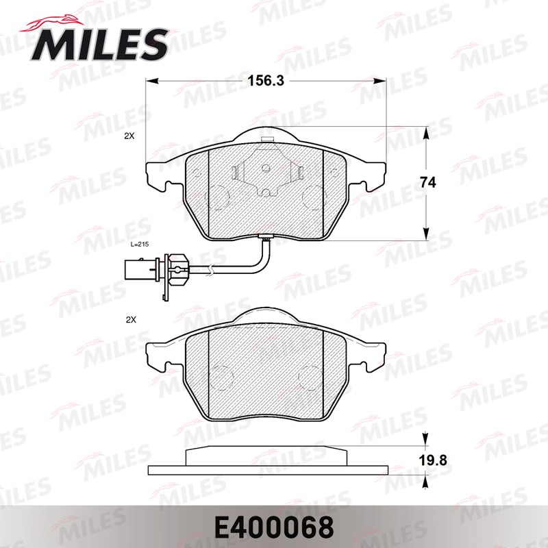 Колодки тормозные, дисковые AUDI A4 Miles E400068