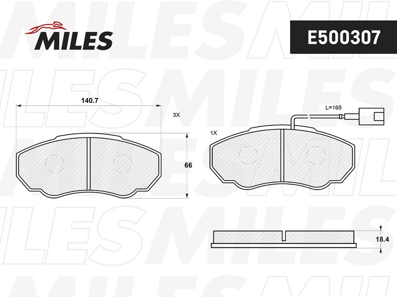 Колодки тормозные, дисковые CITROEN JUMPER Miles E500307