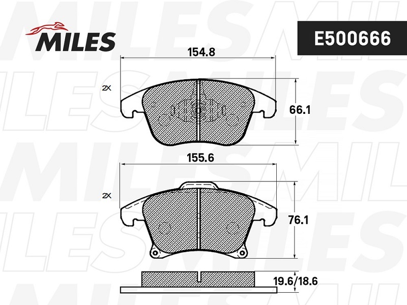 Колодки тормозные, дисковые FORD MONDEO Miles E500666