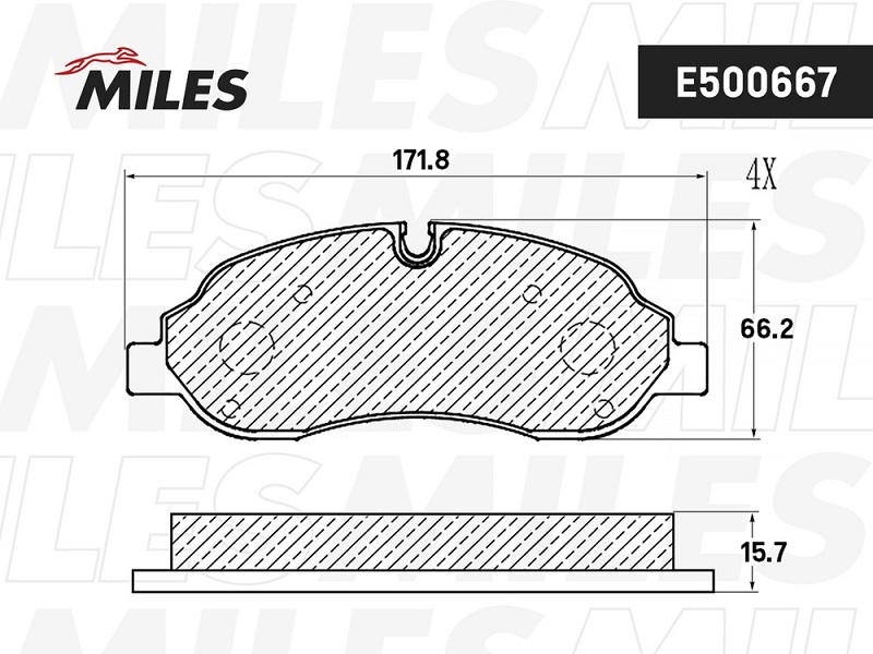 Колодки тормозные, дисковые FORD TRANSIT Miles E500667