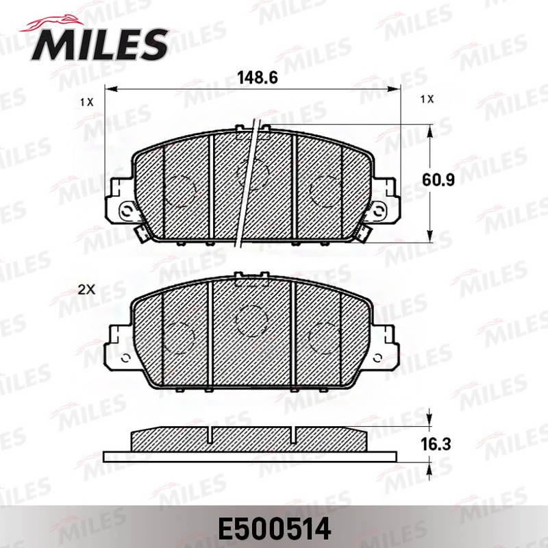 Колодки тормозные, дисковые HONDA ACCORD Miles E500514