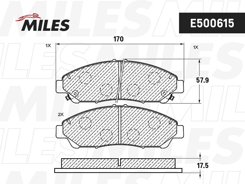 Колодки тормозные, дисковые HONDA PILOT Miles E500615