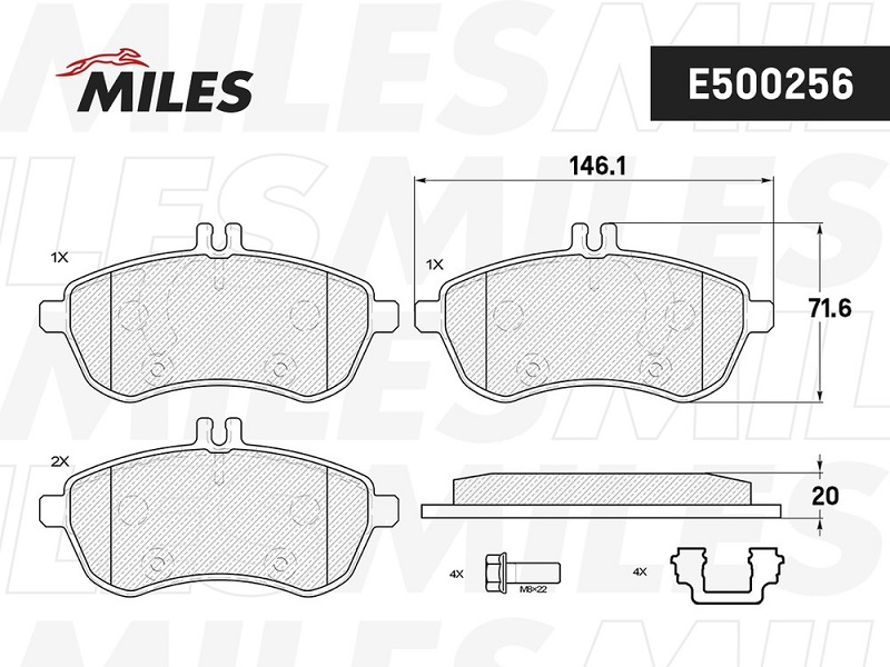 Колодки тормозные, дисковые MERCEDES C-class Miles E500256