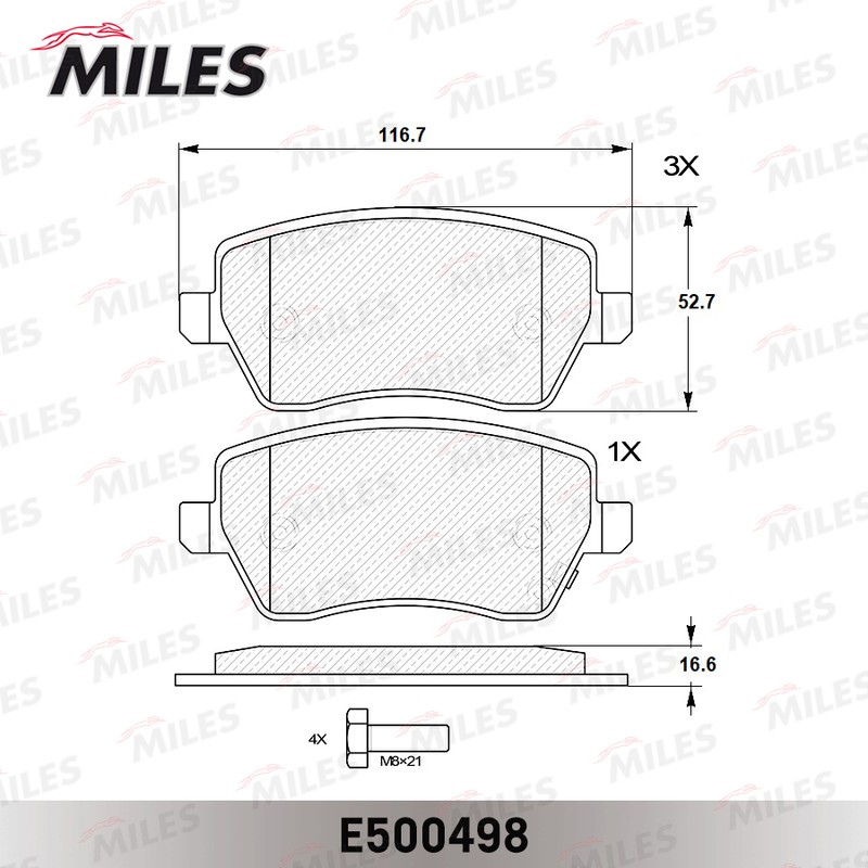 Колодки тормозные, дисковые SUZUKI SWIFT Miles E500498