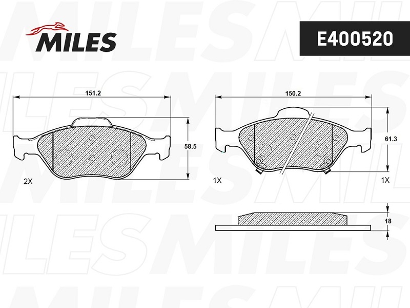 Колодки тормозные, дисковые TOYOTA YARIS Miles E400520