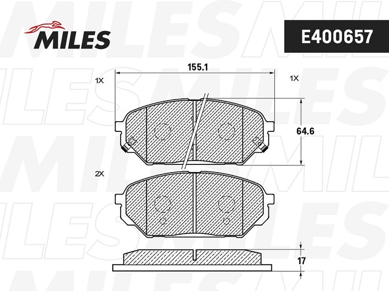 Колодки тормозные, дисковые HYUNDAI ix55 Miles E400657