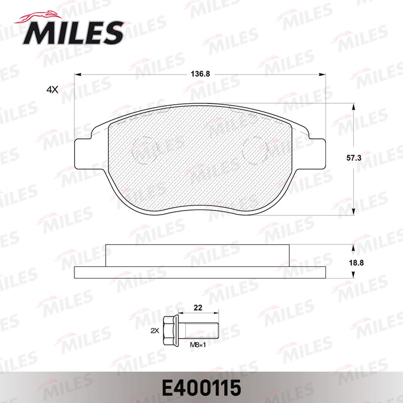 Колодки тормозные, дисковые CITROEN C4 Miles E400115