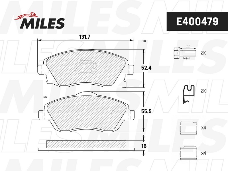 Колодки тормозные, дисковые OPEL CORSA Miles E400479