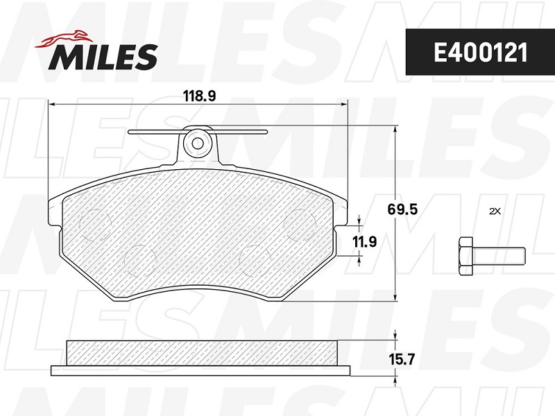 Колодки тормозные, дисковые VOLKSWAGEN G3 Miles E400121