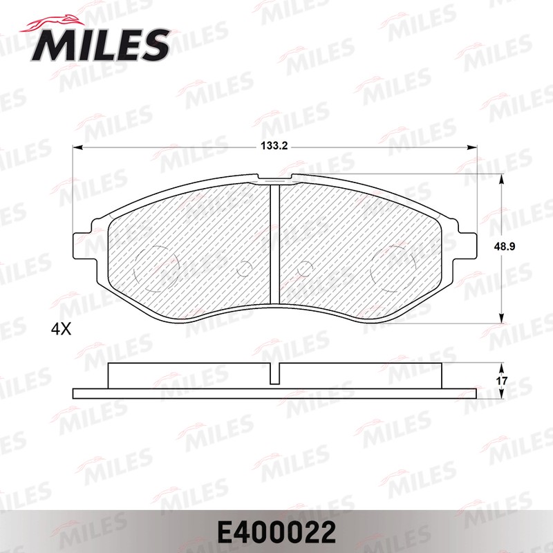 Колодки тормозные, дисковые CHEVROLET AVEO Miles E400022