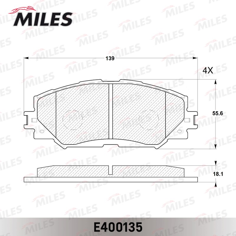 Колодки тормозные, дисковые TOYOTA AURIS Miles E400135