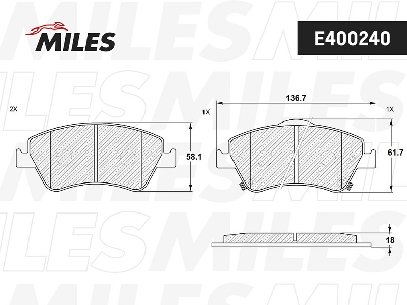 Колодки тормозные, дисковые TOYOTA AURIS Miles E400240